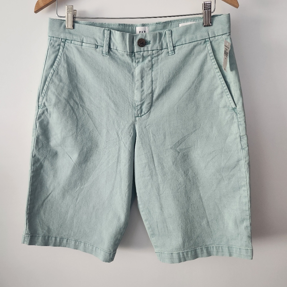 GAP Men's Mint Green Cotton Blend Shorts 12" Inseam‎ Size 30 NWT Casual